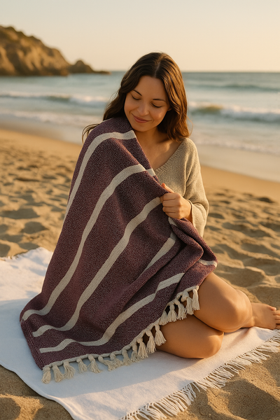 Red Striped Turkish Blanket Lifestyle Beach