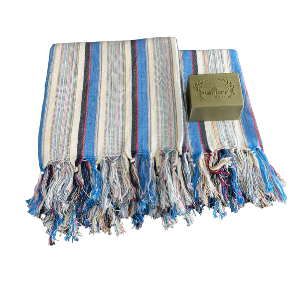 The Baba Essential Bundle: Hand-Loomed Turkish Towels & Greek Olive Oil Soap by Aegean Handmade